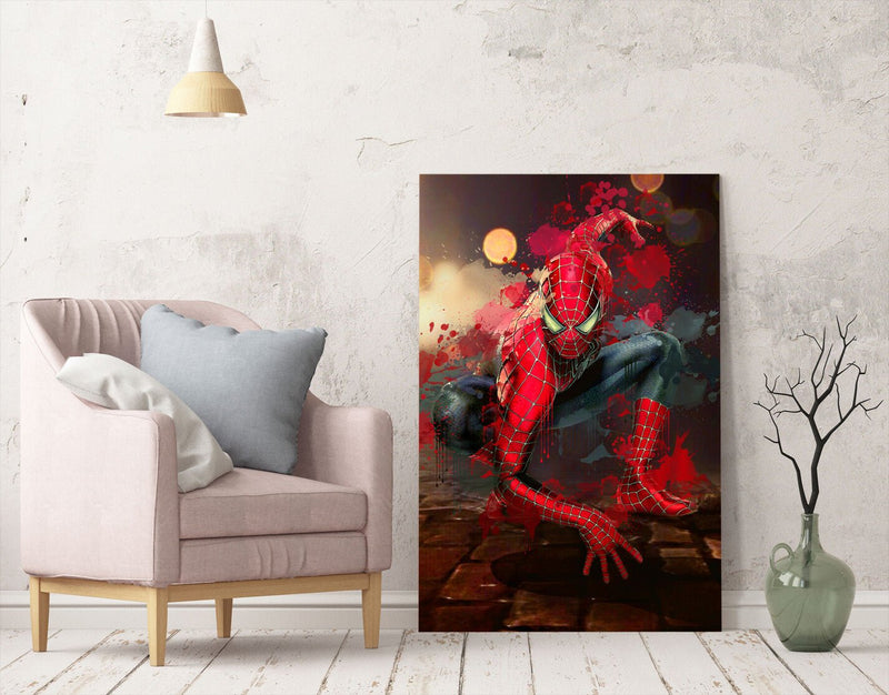 Spiderman Canvas Print – Marvel Wall Art With Custom MDF Frame For Kids Bedroom
