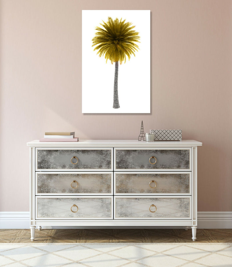 Canvas Wall Art Palm Tree Canvas - Handmade Deep Frame Yellow Black Art