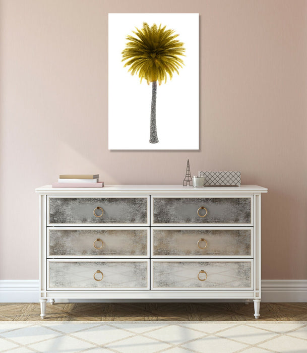 Canvas Wall Art Palm Tree Canvas - Handmade Deep Frame Yellow Black Art