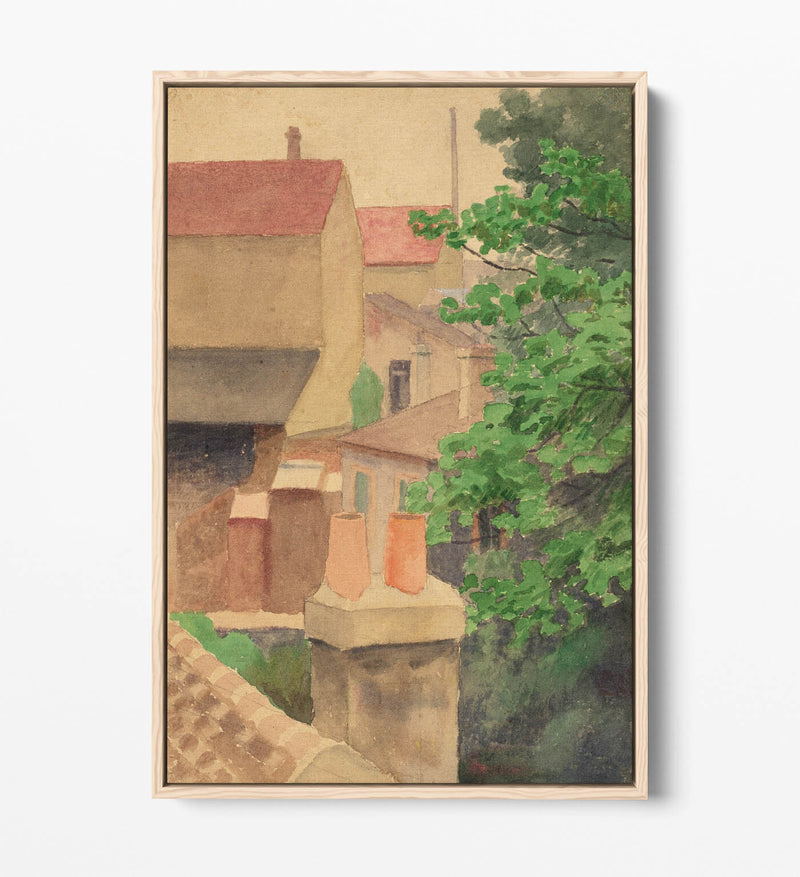 Canvas Wall Art - Thomas Anshutz Rooftops Float Effect Print on MDF Frame