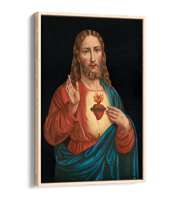 Religious Canvas Wall Art – Heart Of Jesus Spiritual Wall Print On 30mm Deep Frame