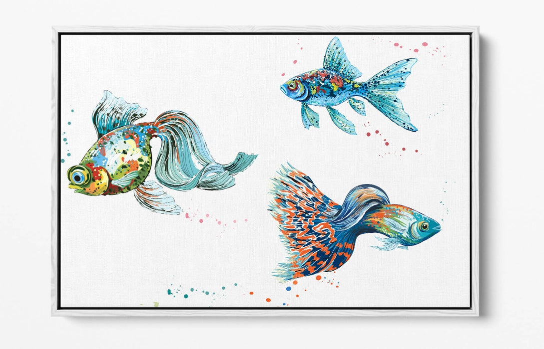 Watercolour Fish Canvas - Float Effect Wall Art Print With Premium Varnish Finish