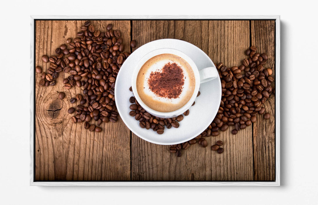 Canvas Wall Art - Coffee Cup Cafe Kitchen Decor | Float Effect Premium Print