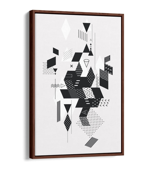 Canvas Wall Art - Abstract Black White Decor | Float Effect Canvas Print