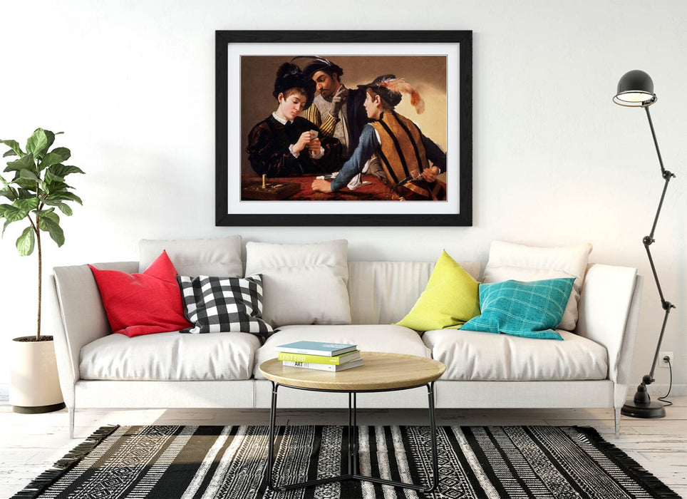 Framed Wall Art – Caravaggio Painting Print The Cardsharps Poster 4 Sizes