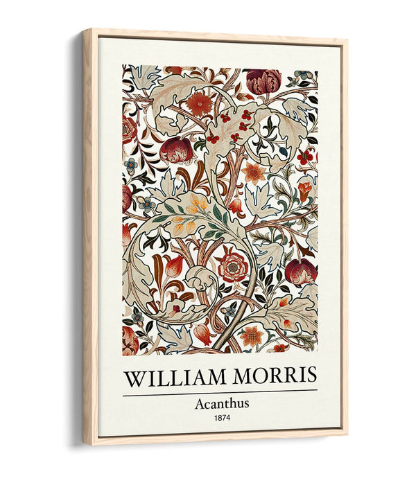 Float Effect Canvas Art – William Morris Floral Wall Decor With 30mm Deep Frame