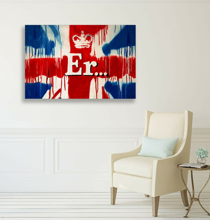 BANKSY  ER SORRY STREET ARTWORK CANVAS GRAFFITI WALL ART 30MM DEEP FRAMED PRINT