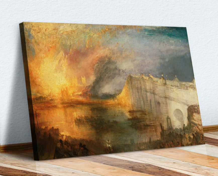 Canvas Wall Art – Framed Canvas Print of J M W Turner Burning Houses Painting