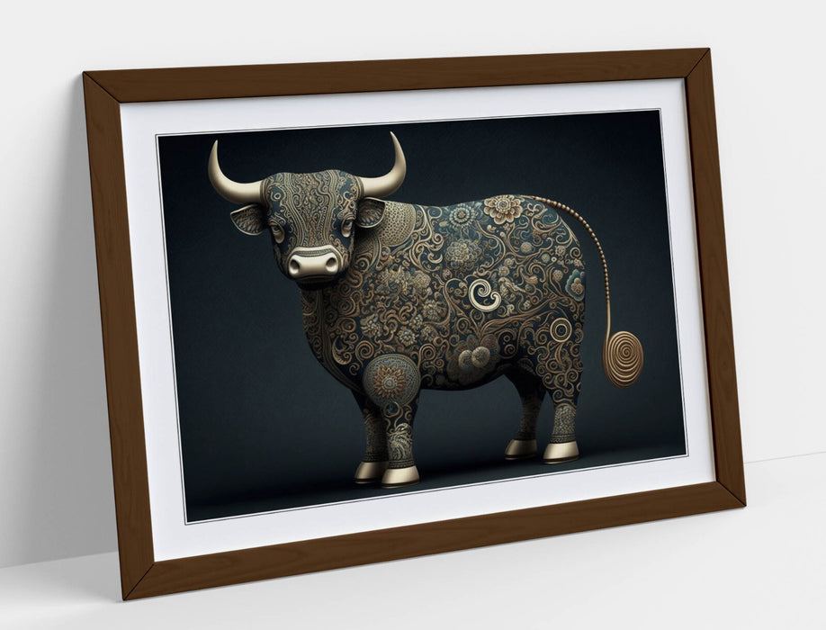 Highland Cow Wall Art – Wooden Framed Print With Matte Finish & Rustic Bedroom Decor