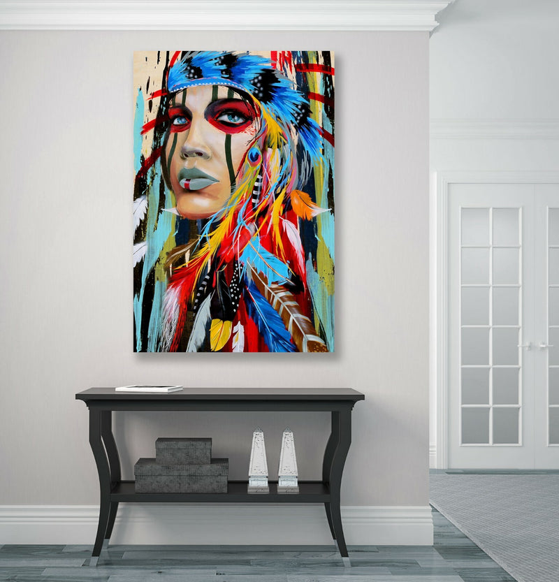 Native American Canvas Art – Abstract Woman Wall Art Print Ready To Hang