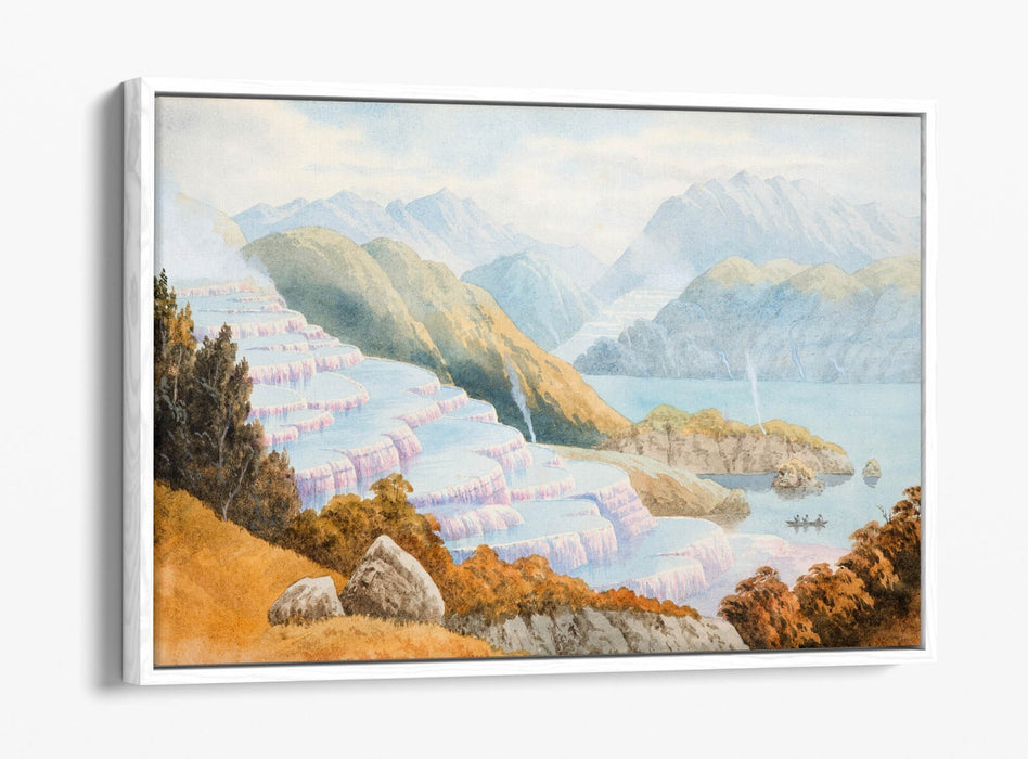 Canvas Wall Art - John Hoyte Pink Terraces Float Effect Premium Frame Print