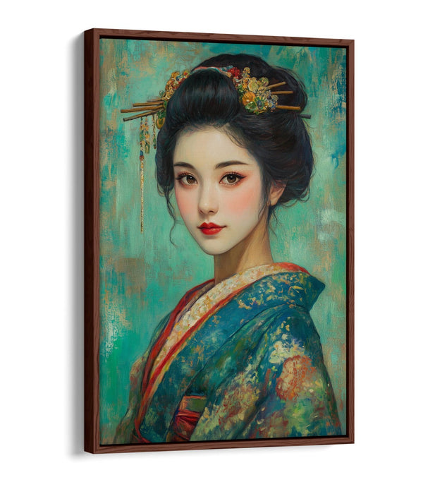 Geisha Canvas Wall Art - Traditional Japanese Art On Float Effect Canvas Frame