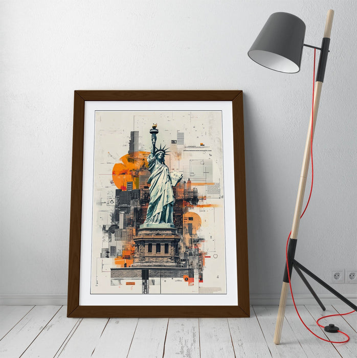 Framed Wall Art - Statue Of Liberty Print | Contemporary New York Decor Poster