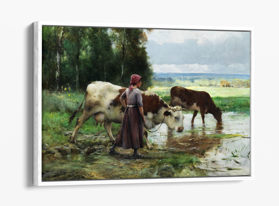 JULIEN DUPRE, YOUNG WOMAN SOARING CATTLE -FLOAT EFFECT CANVAS WALL ART PIC PRINT