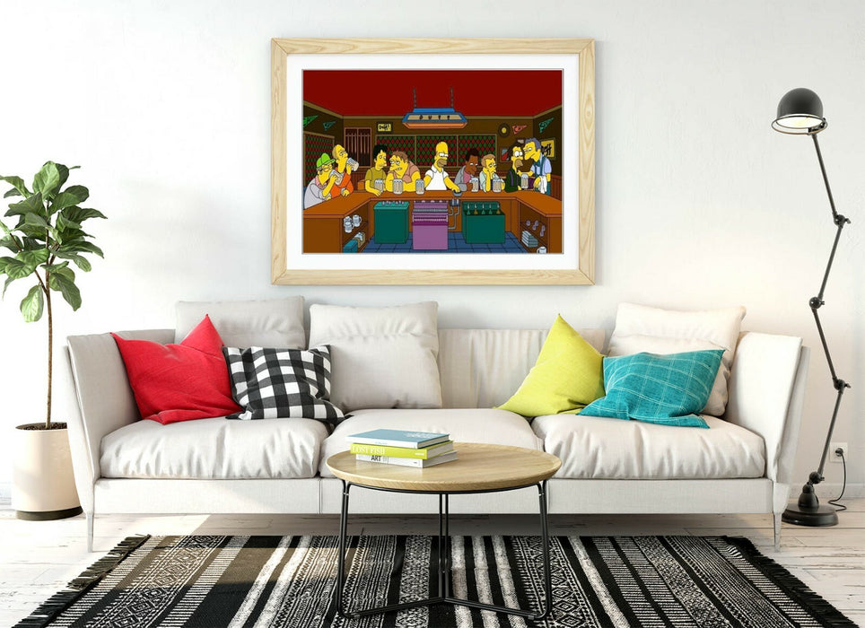 Simpsons Framed Poster - Handmade UK Wall Art Poster With Faux Wood Frame