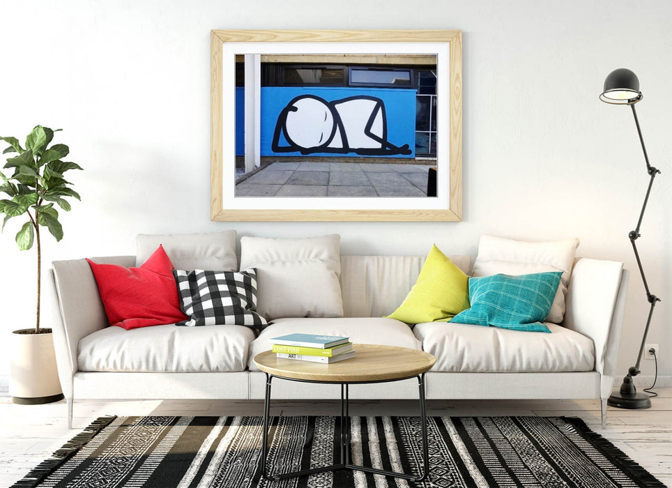 Framed Wall Art – Stik Sleeping Stick Man Poster | Urban Street Art Decor
