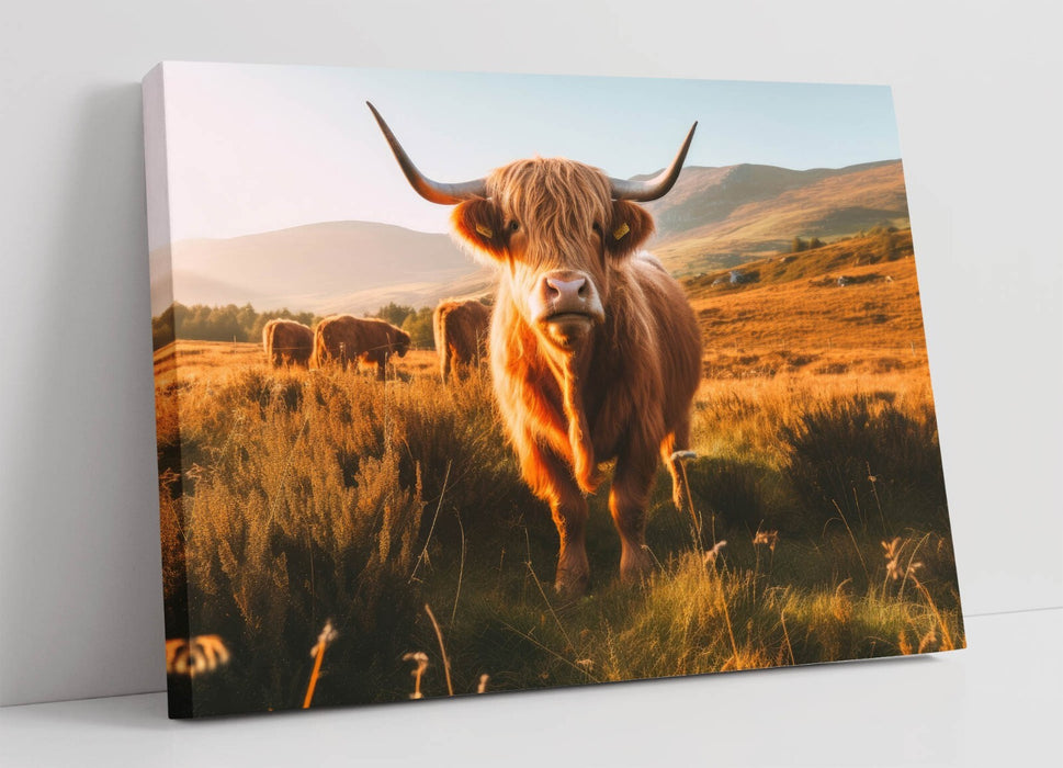 Highland Cows Canvas - Rustic Canvas Print | Farmhouse Wall Decor, Ready To Hang Art