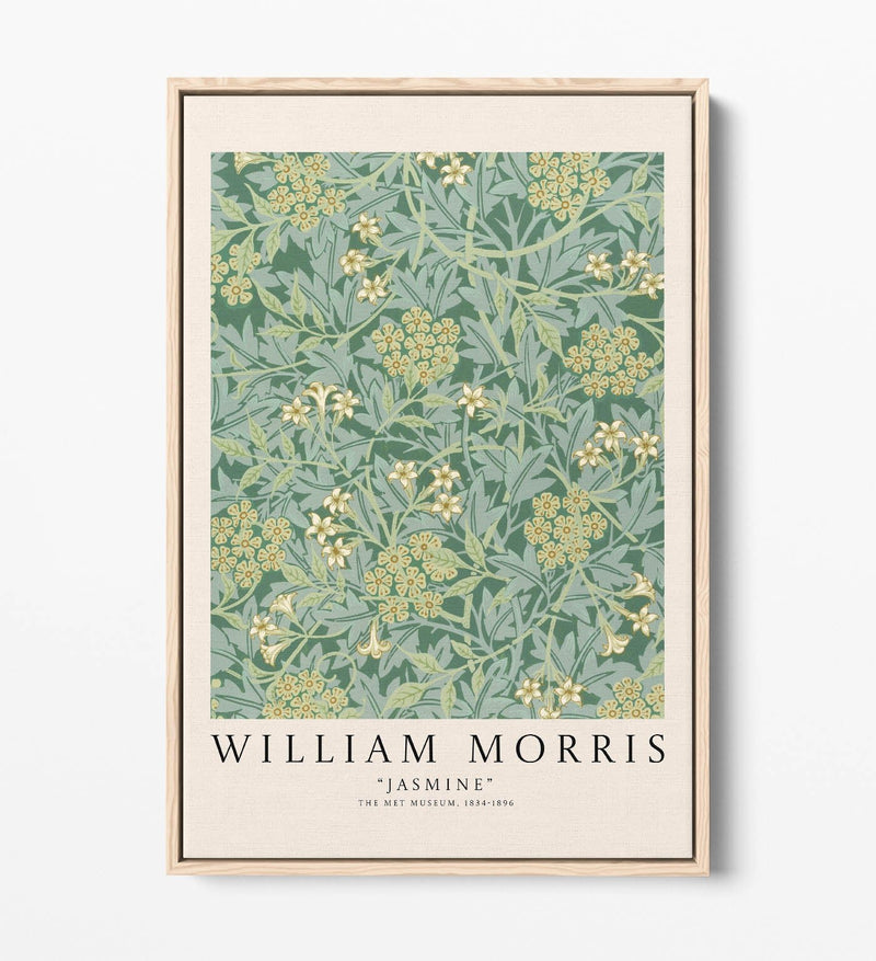 Floral Canvas Art - William Morris Jasmine Botanical Wall Art With Premium Float Frame