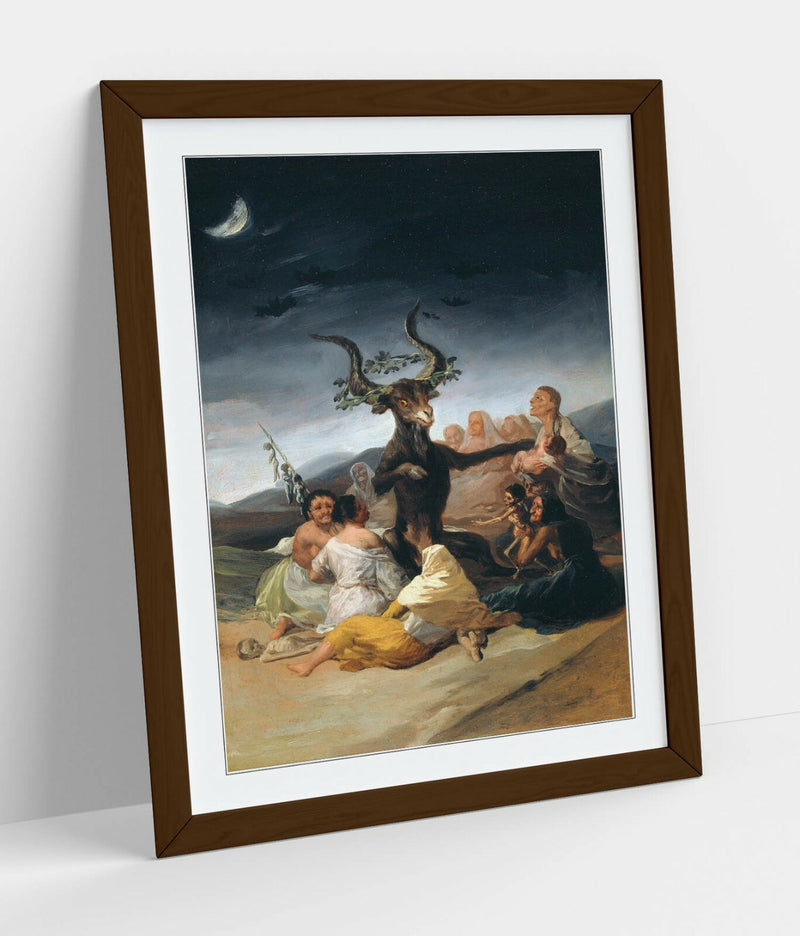 Goya Witches Sabbath Poster – Handmade Framed Art Print With Natural Wood Frame