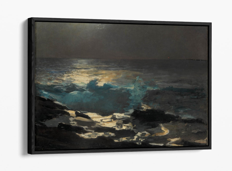 WINSLOW HOMER, MOONLIGHT WOOD ISLAND LIGHT -FLOAT EFFECT CANVAS WALL ART PRINT