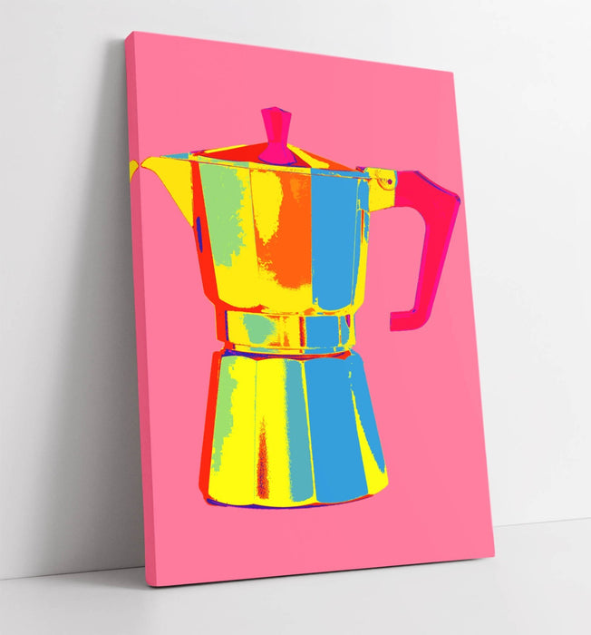 Moka Pot Poster – Colorful Coffee Wall Art | Handmade Kitchen Canvas Print