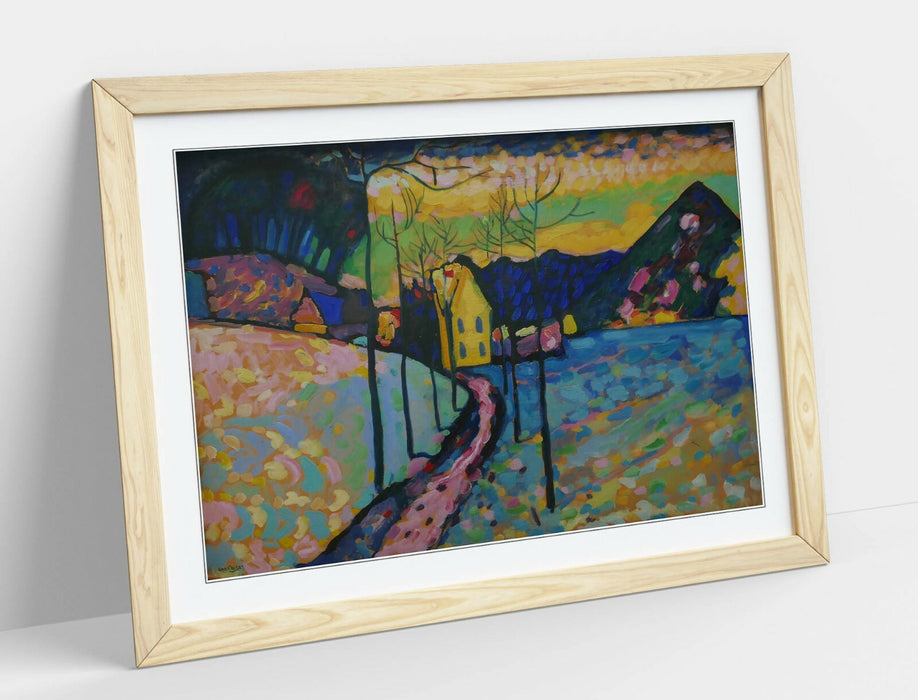 WASSILY KANDINSKY, WINTER LANDSCAPE -FRAMED WALL ART PICTURE PRINT ARTWORK- BLUE