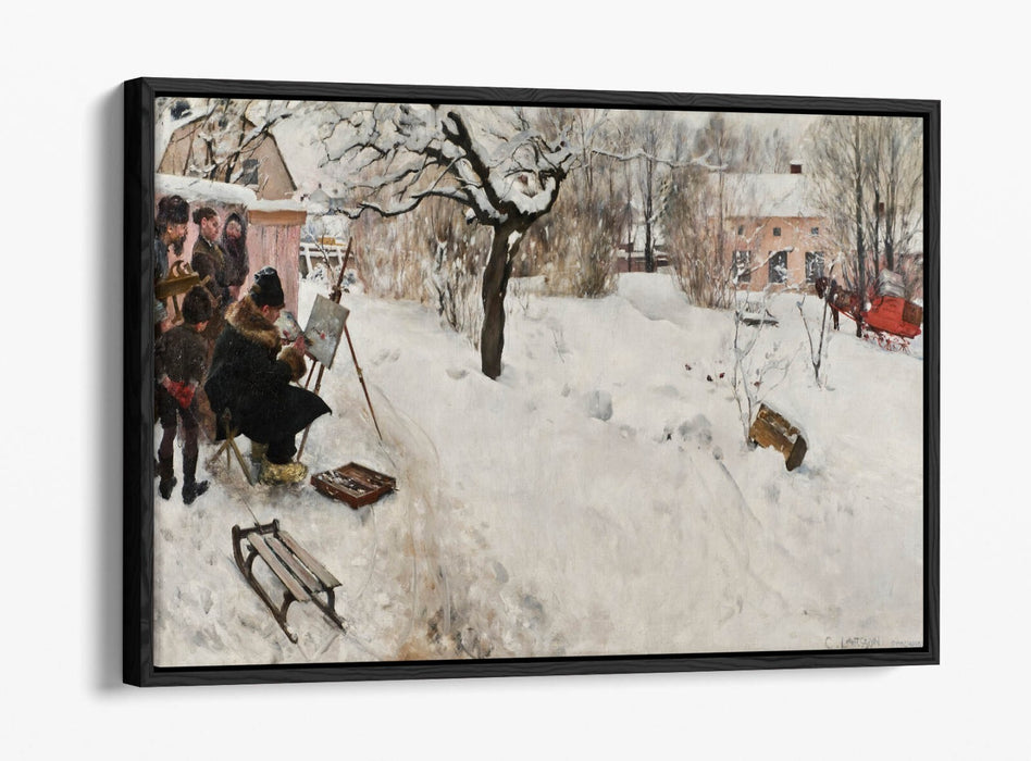 Float Effect Canvas Art – Carl Larsson Winter Painting Print on MDF Frame