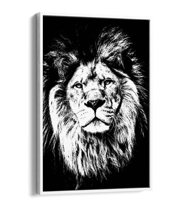 LION HEAD BLACK AND WHITE -FLOAT EFFECT CANVAS WALL ART PIC PRINT GRAFFITI