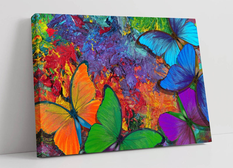 Butterflies Wall Art – Abstract Multi Color Canvas Print | Ready To Hang Decor
