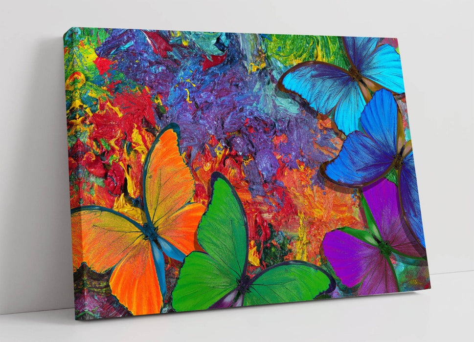 Butterflies Wall Art – Abstract Multi Color Canvas Print | Ready To Hang Decor