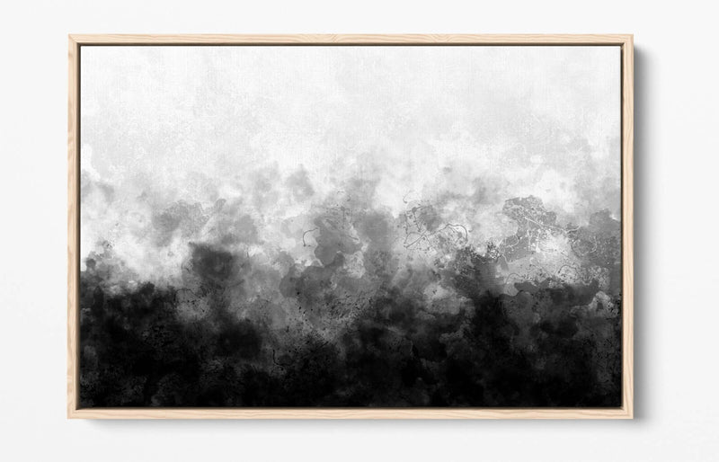 Canvas Wall Art - Abstract Black And White Sketch Print With Float Effect Frame
