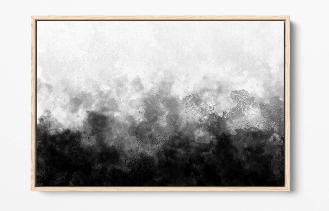 Canvas Wall Art - Abstract Black And White Sketch Print With Float Effect Frame