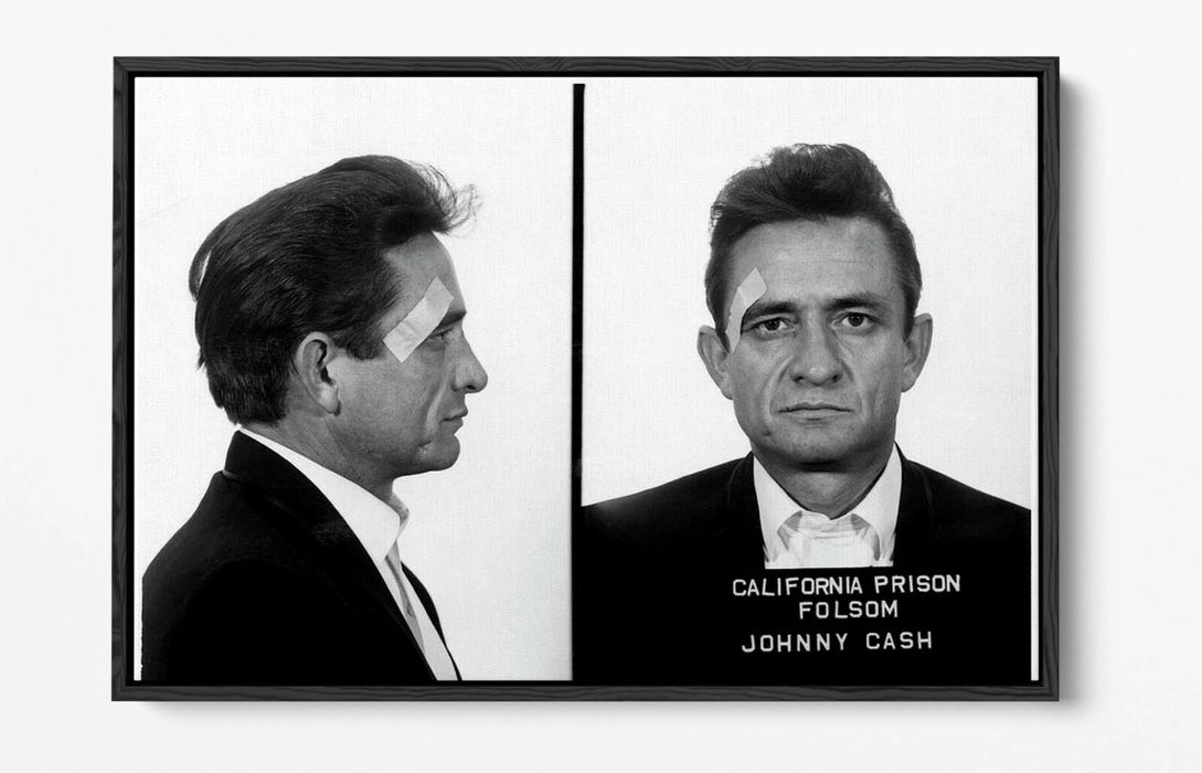 JOHNNY CASH MUGSHOT 2 -FLOAT EFFECT CANVAS WALL ART PIC PRINT- BLACK & WHITE
