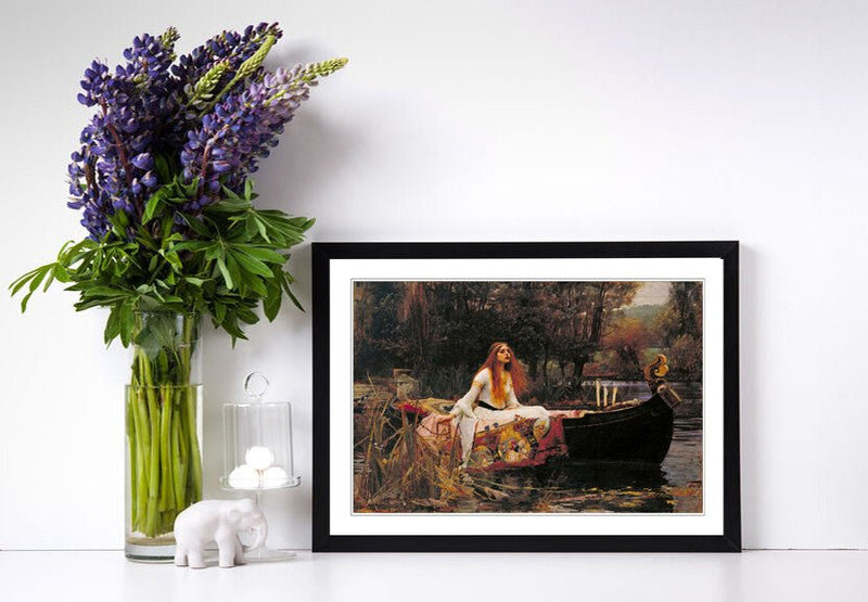 Lady of Shalott Poster – Framed Art Print with Faux Wood Frame, Ready to Hang