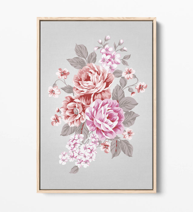 PINK RED PASTEL ROSES HOME BEDROOM DECOR FLOAT EFFECT CANVAS WALL ART PRINT