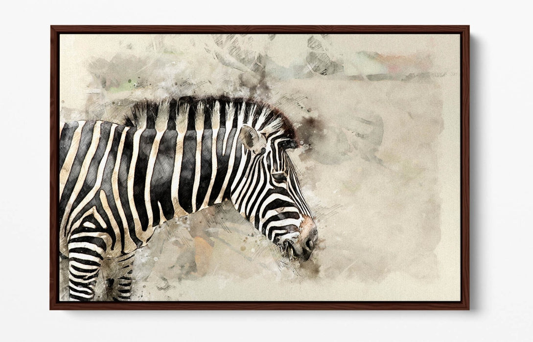 ZEBRA GLITCH ABSTRACT ARTWORK HOME DECOR 2 -FLOAT EFFECT CANVAS WALL ART PRINT