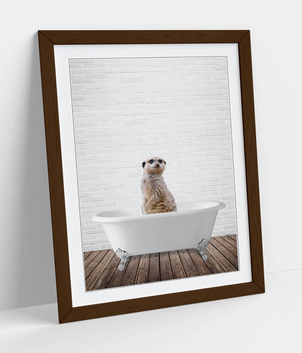 MEERKAT IN BATHTUB -QUIRKY ART FRAMED POSTER PICTURE PRINT BATHROOM ARTWORK