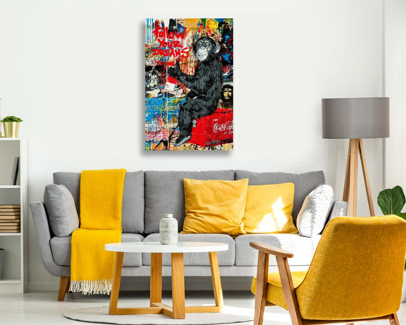 Graffiti Canvas Art – Banksy Style Print | Follow Your Dreams Urban Street Wall Decor