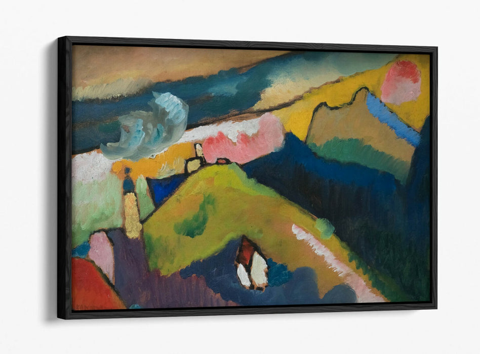 KANDINSKY, MOUNTAIN LANDSCAPE CHURCH-FLOAT EFFECT CANVAS WALL ART PICTURE PRINT