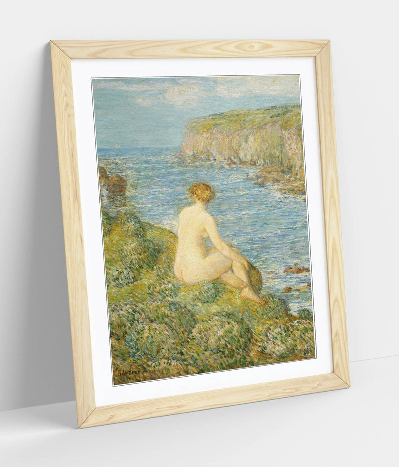 Framed Wall Art - 'Childe Hassam, Nymph And Sea' Print On Matte Paper