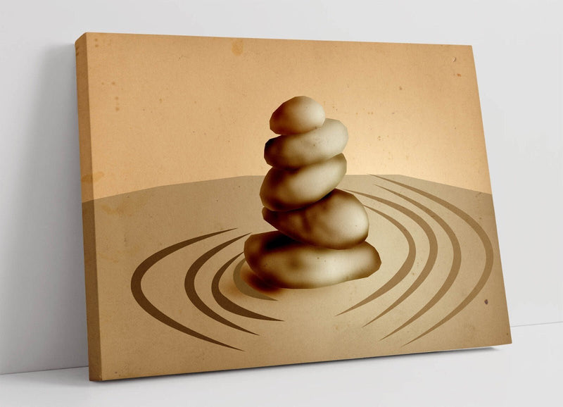 Abstract Canvas Wall Art - Framed Zen Stone Print | Premium Varnish Finish