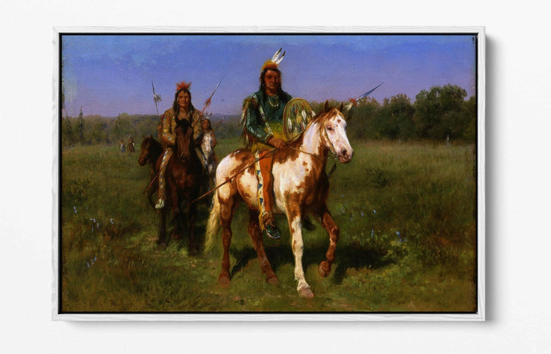 Canvas Wall Art – Rosa Bonheur Indians on Horseback Print with Float Effect Frame