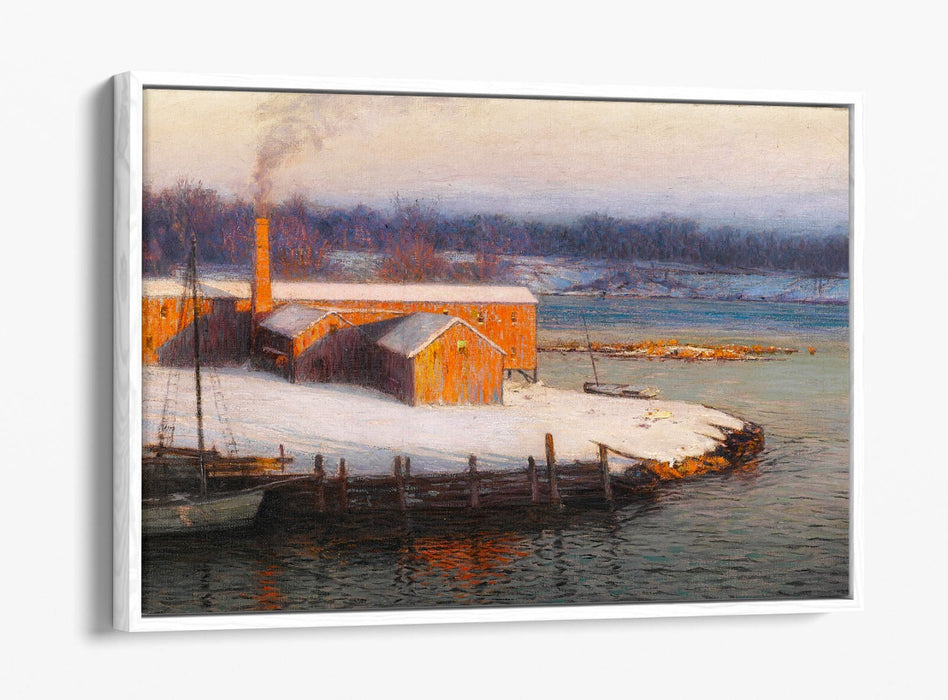L. BIRGE HARRISON, THE RED MILL AT COS COB -FLOAT EFFECT CANVAS WALL ART PRINT