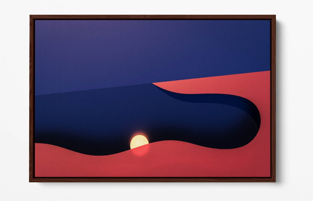 Float Effect Canvas Art – Blue Pink Sunset Abstract Print on Custom Deep Frame