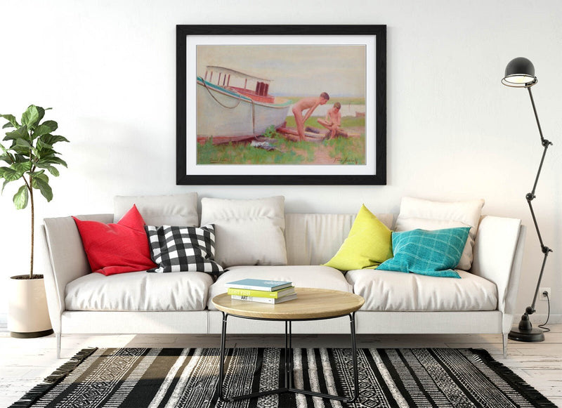 Framed Wall Art Poster - Thomas Anshutz Sand Burr Painting Print with Natural Wood Grain Frame