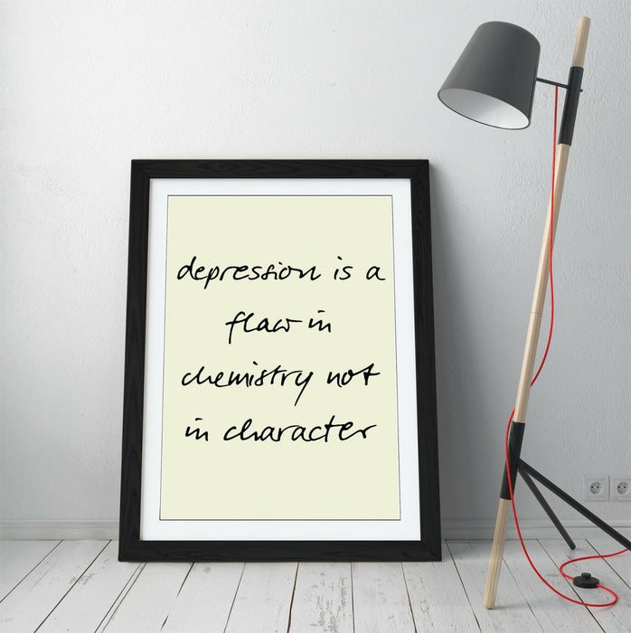 "DEPRESSION IS NOT A FLAW" POSITIVITY QUOTE -FRAMED WALL ART PICTURE PRINT
