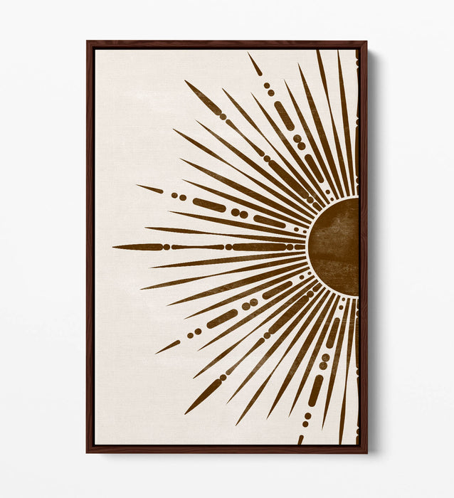 Boho Canvas Wall Art - Bronze Sun Illustration | Float Effect Canvas Print