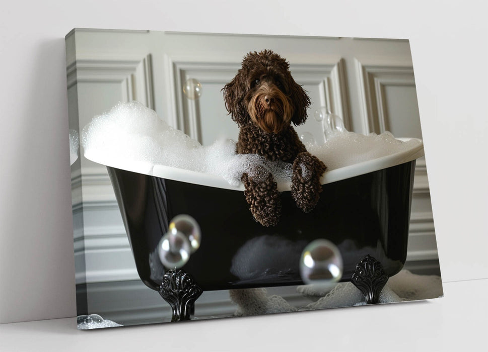 Labradoodle Canvas Art - Chocolate Dog Bathroom Wall Decor | Handmade Print