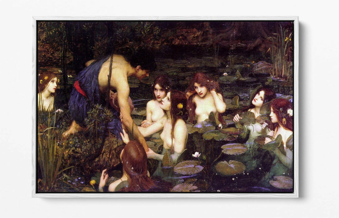 JOHN WILLIAM WATERHOUSE HYLAS AND NYMPHS -FLOAT EFFECT CANVAS WALL ART PIC PRINT