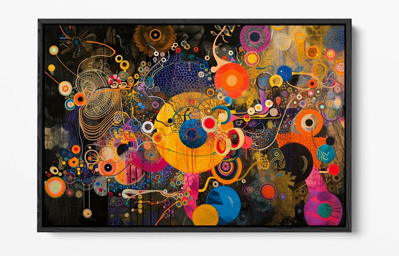 Float Effect Canvas Art - Abstract Multi Colour Artwork on Custom Deep Frame